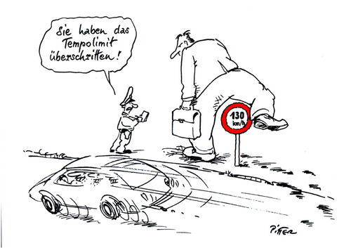 Cartoon: Tempolimit (medium) by Klaus Pitter tagged auto,geschwindigkeit,polizist,strafzettel,tempolimit