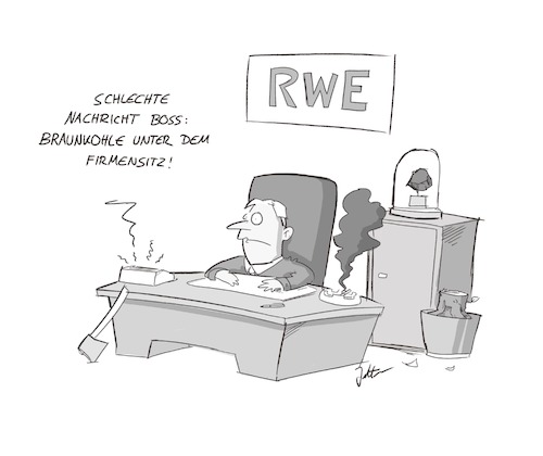 Cartoon: Das Ende von RWE (medium) by CornelisJettke tagged rwe,energie,braunkohle,hambach,kohlekraft,nachhaltigkeit,umwelt,wald,kapitalisums,umweltzerstörung