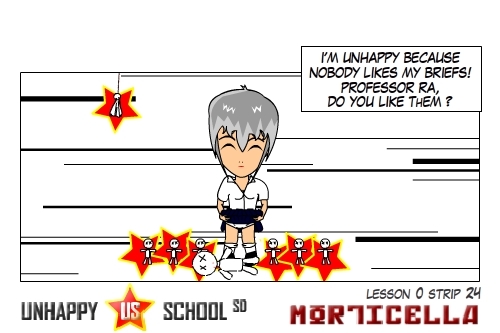 Cartoon: US lesson 0 Strip 24 (medium) by morticella tagged uslesson0,unhappy,school,morticella,manga