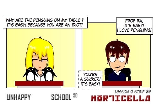 Cartoon: US lesson 0 Strip 37 (medium) by morticella tagged uslesson0,unhappy,school,morticella,manga