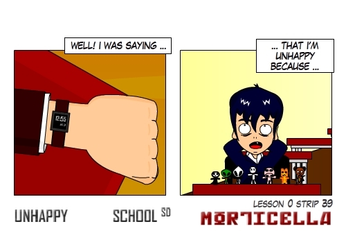 Cartoon: US lesson 0 Strip 39 (medium) by morticella tagged uslesson0,unhappy,school,morticella,manga