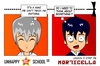 Cartoon: US lesson 0 Strip 6 (small) by morticella tagged uslesson0,unhappy,school,morticella,manga