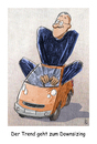 Cartoon: Downsizing (small) by Jan Rieckhoff tagged auto,technik,verkehr,sparen,umwelt,trend,verbrauch,klein,niedrig,wenig