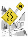 Cartoon: Dangerous Curves (small) by r8r tagged road highway sign safety first pass yield dangerous slippery curve drive driving motoring