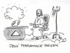 Cartoon: Jesus Performance Review (small) by r8r tagged corporate,corporation,business,performance,review,employee,heaven,hell,god,halo,salary,employment,job,worry