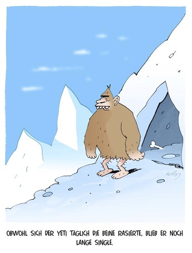 Cartoon: Am Himalaya (medium) by Weyershausen tagged single,beinenthaarung,yeti