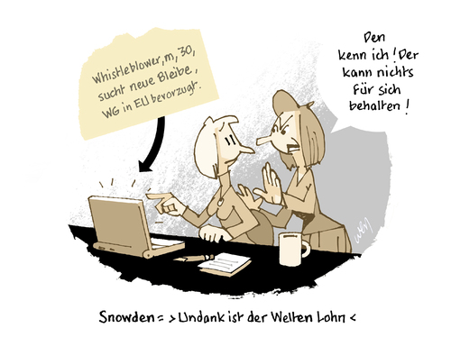 Cartoon: Plaudertaschen unerwünscht (medium) by Weyershausen tagged eu,whistleblower,snowden,edward,unerwünscht,asyl