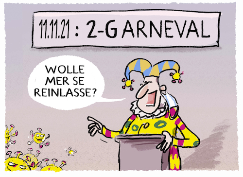 Cartoon: 2G-Karneval (medium) by markus-grolik tagged karneval,2g,pandemie,impfung,delta,superspreader,grossveranstaltung,deutschland,karneval,2g,pandemie,impfung,delta,superspreader,grossveranstaltung,deutschland