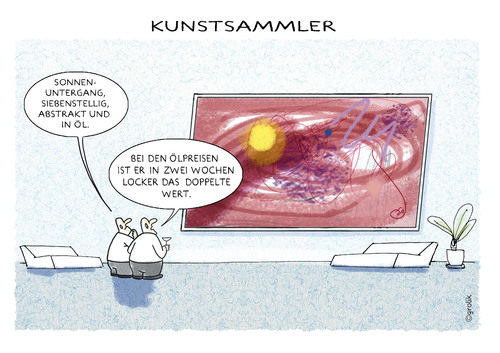 Cartoon: ... (medium) by markus-grolik tagged cartoon,grolik,künstlerkunstgeschmack,unbekannter,sonnenuntergang,experten,kunstexperten,preissteigerung,benzinpreis,ölpreis,öl,money,geld,investment,kunstbetrieb,kunst