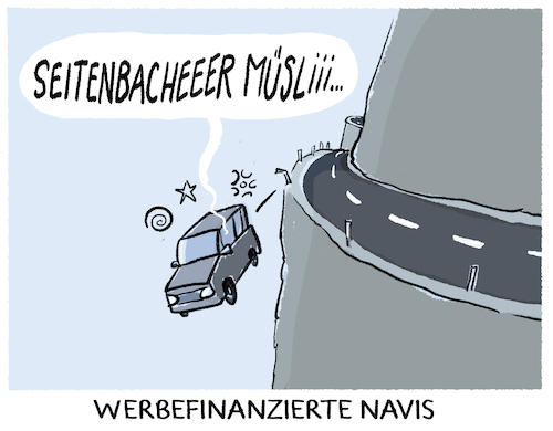 Cartoon: ... (medium) by markus-grolik tagged werbung,auto,software,navi,werbefinanziert,seitenbacher,müsli,sprecher,stimme,werbung,auto,software,navi,werbefinanziert,seitenbacher,müsli,sprecher,stimme
