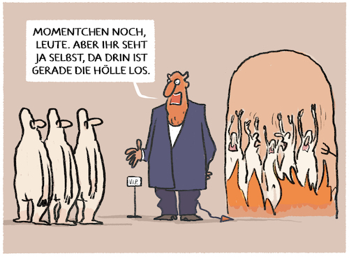Cartoon: Andrang... (medium) by markus-grolik tagged hölle,vip,fegefeuer,einlass,teufel,berühmte,personen,gästeliste,türsteher,disco,exklusiv,hölle,vip,fegefeuer,einlass,teufel,berühmte,personen,gästeliste,türsteher,disco,exklusiv