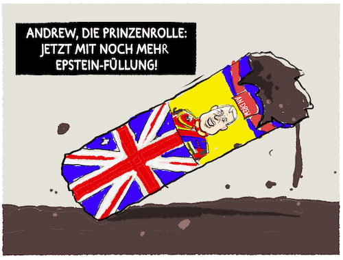 Cartoon: Andrew Epstein... (medium) by markus-grolik tagged prinz,andrew,krise,epstein,amtsmissbrauch,keir,starmer,koenigshaus,royals,charles,koenighaus,england,london,grossbritannien,prinz,andrew,krise,epstein,amtsmissbrauch,keir,starmer,koenigshaus,royals,charles,koenighaus,england,london,grossbritannien