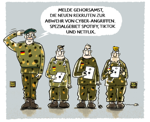 Cartoon: Aufwuchs... (medium) by markus-grolik tagged bundeswehr,deutschland,rekrutenaufwuchs,nachwuchs,pistorius,verteidigung,landesverteidigung,heer,soldaten,musterung,einberufung,cyber,attacken,bundeswehr,deutschland,rekrutenaufwuchs,nachwuchs,pistorius,verteidigung,landesverteidigung,heer,soldaten,musterung,einberufung,cyber,attacken