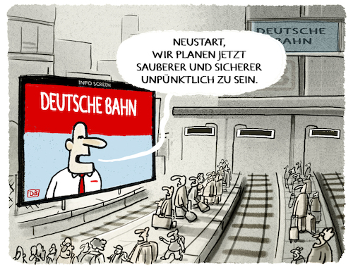 Cartoon: Pallas-Bahn-Neustart.... (medium) by markus-grolik tagged neustart,deutsche,bahn,sauberkeit,sicherheit,unpuenktlichkeit,reisende,bahnfahrer,deutschland,palla,neustart,deutsche,bahn,sauberkeit,sicherheit,unpuenktlichkeit,reisende,bahnfahrer,deutschland,palla