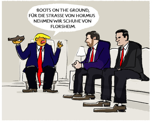 Cartoon: Boots on the ground... (medium) by markus-grolik tagged boots,on,the,ground,iran,florsheim,usa,trump,schuhe,lackschuhe,maga,weisses,haus,kabinett,minister,vance,rubio,krieg,strategie,oel,krise,öllpresis,boots,on,the,ground,iran,florsheim,usa,trump,schuhe,lackschuhe,maga,weisses,haus,kabinett,minister,vance,rubio,krieg,strategie,oel,krise,öllpresis