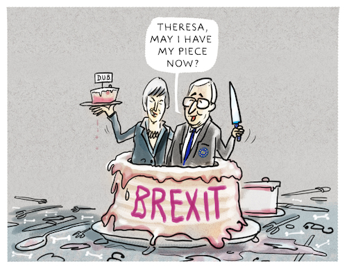Cartoon: ...brexitcreamcakefudge... (medium) by markus-grolik tagged eu,europa,brexit,theresa,may,juncker,brüssel,london,dub,irland,nordirland,eu,europa,brexit,theresa,may,juncker,brüssel,london,dub,irland,nordirland