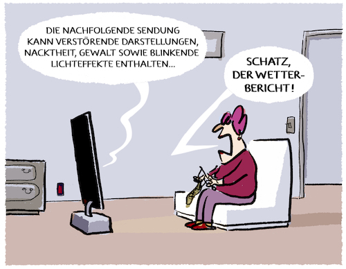 Cartoon: Disclaimer... (medium) by markus-grolik tagged disclaimer,tvfernsehen,streaming,warnhinweise,wetter,klima,wetterbericht,nachrichten,news,nacktheit,gewalt,lichter,jugendschutz,klimawandel,disclaimer,tvfernsehen,streaming,warnhinweise,wetter,klima,wetterbericht,nachrichten,news,nacktheit,gewalt,lichter,jugendschutz,klimawandel
