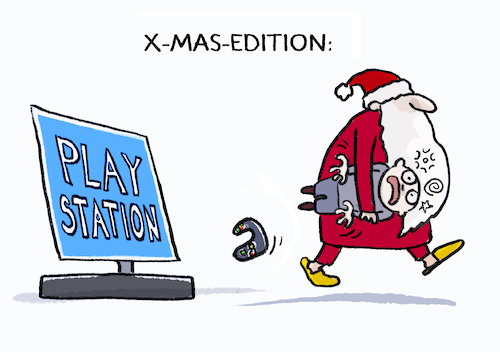 Cartoon: Echtzeit-Nikolaus meets Gamer... (medium) by markus-grolik tagged nikolaus,weihnachtsmann,playstation,kind,gamer,digitalisierung,games,computerspiele,echtzeit,weihnachten,nikolaus,weihnachtsmann,playstation,kind,gamer,digitalisierung,games,computerspiele,echtzeit,weihnachten
