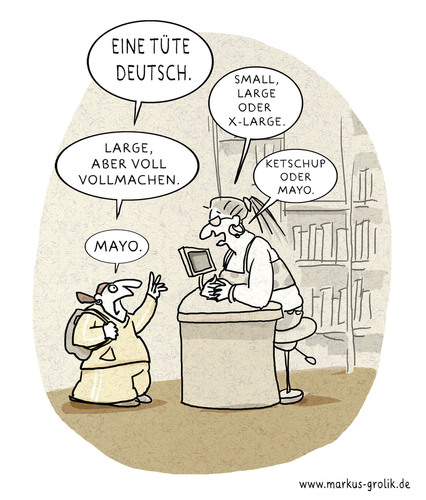 Cartoon: Eine Tuete Deutsch (medium) by markus-grolik tagged deutsche,sprache,deutsche,sprache