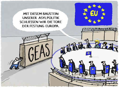 Cartoon: EU-Abschottung... (medium) by markus-grolik tagged europa,geas,abschottung,immigration,abschiebung,drittländer,brüssel,immigranten,asyl,europa,geas,abschottung,immigration,abschiebung,drittländer,brüssel,immigranten,asyl