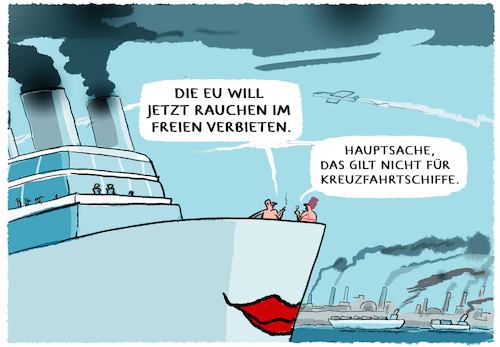 Cartoon: EU-Verbote... (medium) by markus-grolik tagged eu,rauchverbot,rauchen,luftverschmutzung,klima,klimawandel,kreuzfahrtschiffe,cartoon,umwelt,rauch,schlot,schlote,abzug,kamine,feinstaub,gifte,gesundheitsschädlich,europa,raucher,brüssel,freiheit,konsum,kreuzfahrtschiff,luxus,verbote,eu,rauchverbot,rauchen,luftverschmutzung,klima,klimawandel,kreuzfahrtschiffe,cartoon,umwelt,rauch,schlot,schlote,abzug,kamine,feinstaub,gifte,gesundheitsschädlich,europa,raucher,brüssel,freiheit,konsum,kreuzfahrtschiff,luxus,verbote