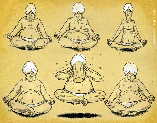 Cartoon: Feel the Bier-Power (medium) by markus-grolik tagged bier,meditation,yoga,alkohol