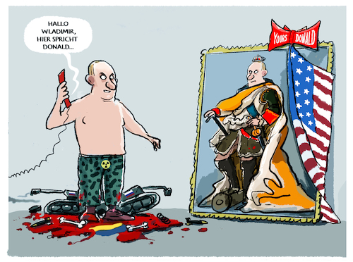 Cartoon: Geschenke unter Freunden.... (medium) by markus-grolik tagged putin,trump,us,usa,russland,ukraine,krieg,waffenruhe,europa,kiwe,kreml,moskau,putin,trump,us,usa,russland,ukraine,krieg,waffenruhe,europa,kiwe,kreml,moskau