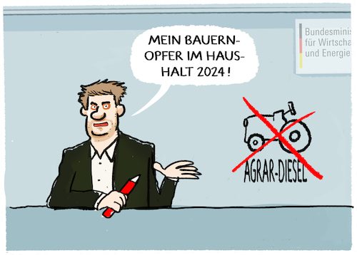 Cartoon: Gestrichen... (medium) by markus-grolik tagged cem,oezdemir,landwirtschaftsminister,versorgung,landwirte,fdp,gruene,spd,ampel,sparhaushalt,kuerzungen,subventionen,agrardiesel,bauern,proteste,lebensmittel,lebensmittelpreise,lobby,haushalt,streichen,landwirtschaft,demo,demonstration,regierung,koalition,cem,oezdemir,landwirtschaftsminister,versorgung,landwirte,fdp,gruene,spd,ampel,sparhaushalt,kuerzungen,subventionen,agrardiesel,bauern,proteste,lebensmittel,lebensmittelpreise,lobby,haushalt,streichen,landwirtschaft,demo,demonstration,regierung,koalition