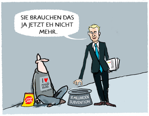 Cartoon: Haushaltskasse aufbessern.... (medium) by markus-grolik tagged intel,magdeburg,lindner,subvention,ampel,haushalt,finanzen,finanzminister,habeck,fdp,spd,gruene,intel,magdeburg,lindner,subvention,ampel,haushalt,finanzen,finanzminister,habeck,fdp,spd,gruene