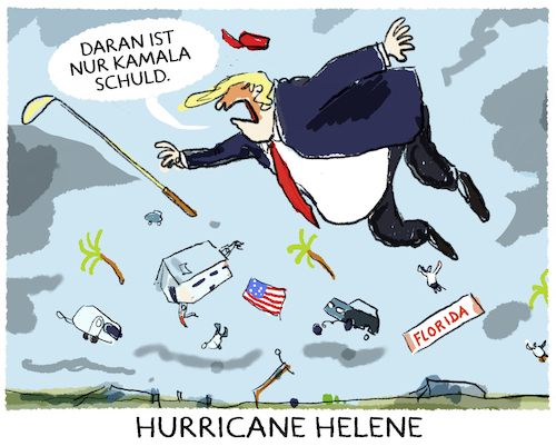 Cartoon: Hurricane.... (medium) by markus-grolik tagged klimawandel,helene,hurricane,florida,donald,trump,usa,wahlkampf,klimaleugner,wirbelsturm,kamala,harris,klimawandel,helene,hurricane,florida,donald,trump,usa,wahlkampf,klimaleugner,wirbelsturm,kamala,harris