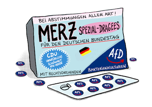 Cartoon: Kanzlerkandidat Merz... (medium) by markus-grolik tagged merz,zustrombegrenzungsgesetz,deutschland,weidel,csu,cdu,angriff,migration,innere,sicherheit,ultimatum,bundestag,afd,zustimmung,wahlkampf,abstimmung,rechtsextreme,union,merz