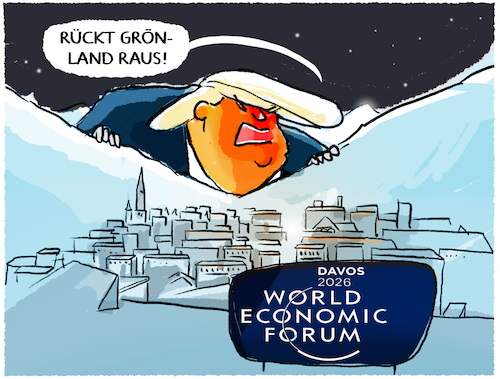 Cartoon: MAGA goes Davos... (medium) by markus-grolik tagged davos,weltwirtschaftsforum,schweiz,trump,grönland,eu,europa,brüssel,zölle,dänemark,usa,us,maga,davos,weltwirtschaftsforum,schweiz,trump,grönland,eu,europa,brüssel,zölle,dänemark,usa,us,maga