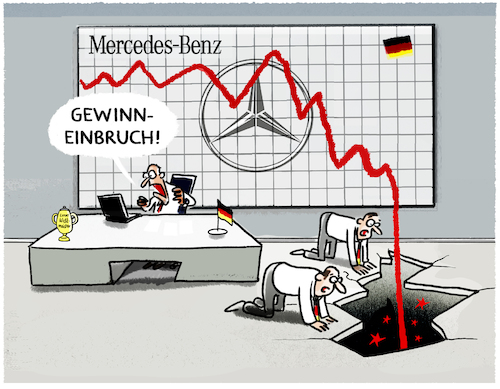 Cartoon: Mercedes... (medium) by markus-grolik tagged mercedes,benz,daimler,gewinneinbruch,exporte,deutschland,auto,autobauer,china,eauto,mercedes,benz,daimler,gewinneinbruch,exporte,deutschland,auto,autobauer,china,eauto