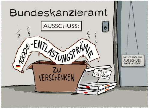 Cartoon: Neuer Koalitionsausschuss... (medium) by markus-grolik tagged ausschuss,kanzler,kanzleramt,merz,entlastungspraemie,spd,cdu,csu,soeder,pizza,klingbeil,bundesrat,deutschland,koalition,ausschuss,kanzler,kanzleramt,merz,entlastungspraemie,spd,cdu,csu,soeder,pizza,klingbeil,bundesrat,deutschland,koalition
