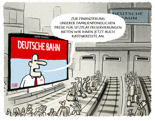Cartoon: Preispolitik Deutsche Bahn (medium) by markus-grolik tagged bahn,sitzplatz,reservierung,preispolitik,verkehr,familie,deutschland,familien,kinder,reisen,bunsesregierung,verkehrspolitik,bund,bahn,sitzplatz,reservierung,preispolitik,verkehr,familie,deutschland,familien,kinder,reisen,bunsesregierung,verkehrspolitik,bund