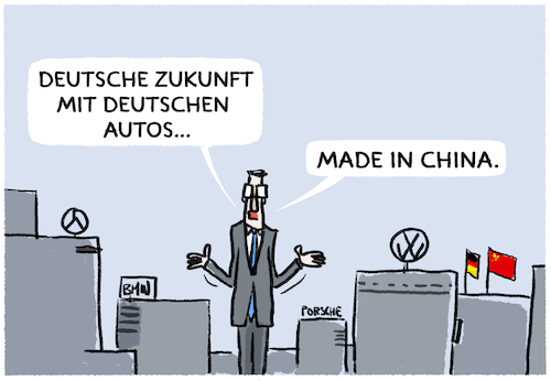 Cartoon: Risky China-Geschäfte (medium) by markus-grolik tagged deutschland,europa,auto,autobauer,china,automarkt,produktion,gewinn,peking,technik,ki,autonom,derisking,werkbank,deutschland,europa,auto,autobauer,china,automarkt,produktion,gewinn,peking,technik,ki,autonom,derisking,werkbank