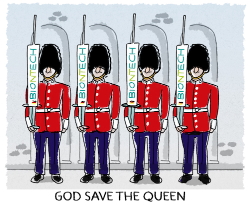 Cartoon: Royals first (medium) by markus-grolik tagged impfstoff,biontech,england,london,queen,impfung,corona,pandemie,impfstoff,biontech,england,london,queen,impfung,corona,pandemie