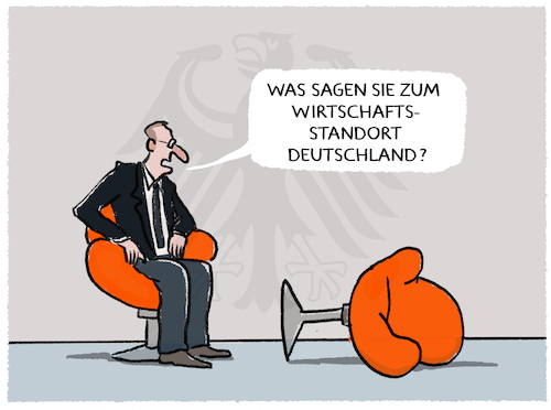 Cartoon: Standortfrage... (medium) by markus-grolik tagged deutschland,standort,wirtschaft,industrie,strimpreis,energiewende,konsum,ampel,deutschland,standort,wirtschaft,industrie,strimpreis,energiewende,konsum,ampel