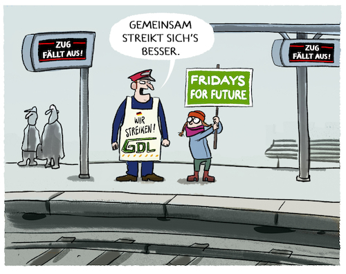Cartoon: Streikallianz (medium) by markus-grolik tagged gdl,fridays,for,future,bahnstreik,bus,bahn,streik,klimawandel,deutschland,allianz,verdi,fff,gdl,fridays,for,future,bahnstreik,bus,bahn,streik,klimawandel,deutschland,allianz,verdi,fff