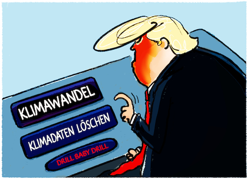 Cartoon: Trump und die Klimakrise... (medium) by markus-grolik tagged usa,trump,klimawandel,klima,klimadaten,ausstieg,pariser,klimaabkommen,oel,gas,co2,usa,trump,klimawandel,klima,klimadaten,ausstieg,pariser,klimaabkommen,oel,gas,co2