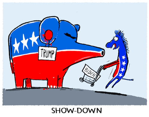 Cartoon: US-Wahlkampf (medium) by markus-grolik tagged usa,biden,trump,republikaner,demokraten,praesidentschaft,praesident,us,usa,biden,trump,republikaner,demokraten,praesidentschaft,praesident,us