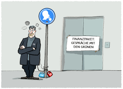 Cartoon: Verhandlungen ohne Söder... (medium) by markus-grolik tagged soeder,bayern,merz,cdu,csu,union,groko,spd,gruene,habeck,bashing,verhandlungsgespraeche,schuldenbremse,abstimmung,bundestag,klima,finanzpaket,soeder,bayern,merz,cdu,csu,union,groko,spd,gruene,habeck,bashing,verhandlungsgespraeche,schuldenbremse,abstimmung,bundestag,klima,finanzpaket