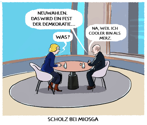 Cartoon: Vertrauensfrage... (medium) by markus-grolik tagged bundeskanzler,scholz,miosga,ard,spd,wahlkampf,neuwahlen,demokratie,merz,union,ampel,deutschland,vertauensfrage,kanzler,talkshow,wahl,bundeskanzler,scholz,miosga,ard,spd,wahlkampf,neuwahlen,demokratie,merz,union,ampel,deutschland,vertauensfrage,kanzler,talkshow,wahl