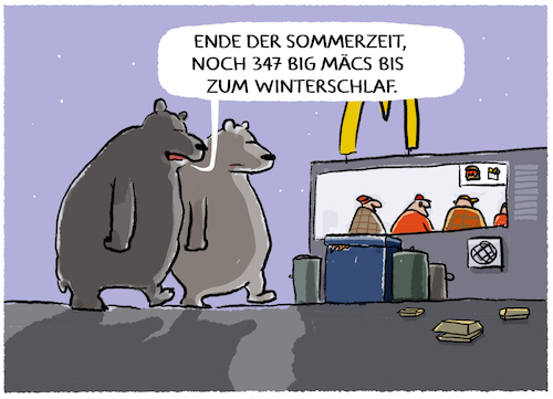 Zeitumstellung... (medium) Cartoon: Zeitumstellung... (medium) by markus-grolik tagged winter,winterzeit,zeitumstellung,winterschlaf,baeren,big,mäc,winter,winterzeit,zeitumstellung,winterschlaf,baeren,big,mäc