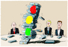 Cartoon: Ampel-Jenga... (small) by markus-grolik tagged ampel,koalitionsgespraeche,regierung,scholz,habeck,lindner,jenga,turm,neuwahlen,kanzleramt