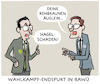 Cartoon: Annäherungsversuch... (small) by markus-grolik tagged baden,wuerttemberg,oezdemir,hagel,gruene,cdu,wahlkampf,ministerpraesident,stuttgart,bawü