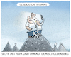 Cartoon: Aussicht... (small) by markus-grolik tagged generation,schuldenberg,wumms,schulden,deutschland,scholz,merkel,groko,konjunkturpaket,selfie,berg,gipfel,generationen