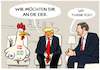 Cartoon: Eier und seltene Erden.... (small) by markus-grolik tagged kolonie,zoelle,trump,usa,maga,eiermangel,vogelgrippe,daenemark,schweden,eu,europa,eierkauf,groenland,seltene,erden,rohstoffe,imperialis,musk