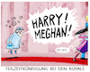 Cartoon: ...Megxit... (small) by markus-grolik tagged queen,royals,harry,meghan,london,koenigshaus,teilzeitkuendigung,ruecktritt,england