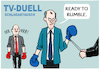 Cartoon: Rumpel-Duell (small) by markus-grolik tagged merz,scholz,schlagabtausch,tv,duell,kanzlerkandiadten,zdf,ard,fernsehen,deutschland,sonntag,politik,wahlkampf,wahlen